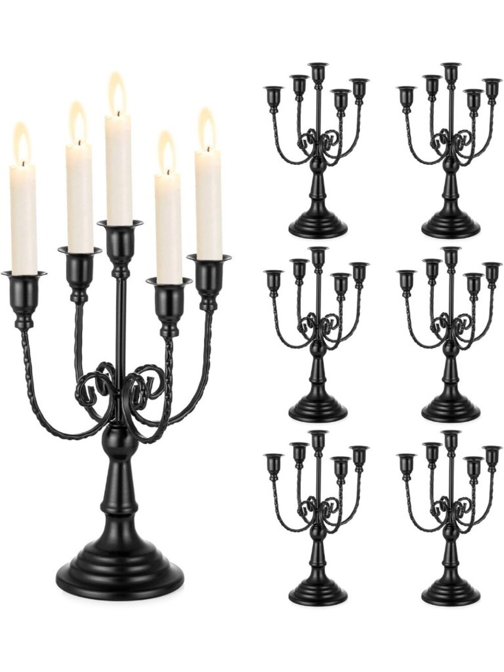 Elegant Black 5-Arms Halloween Candelabra Candle Holder for Spooky Decor